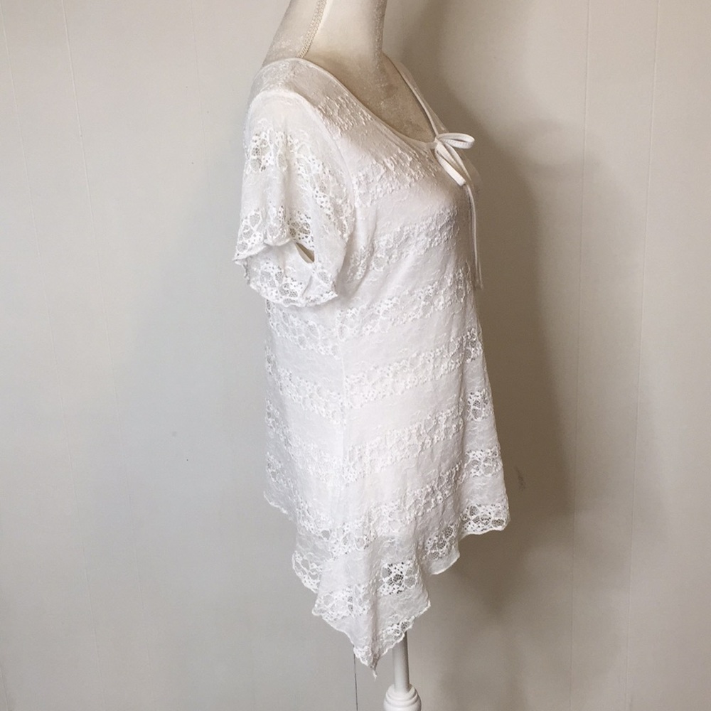 Eve and Maddie Blouse Sz L White Lace Shirt Lined - Picture 4 of 7